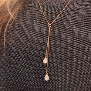 Pave teardrop pendant, gold